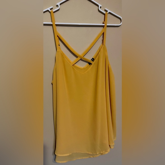 Torrid size 2 yellow criss cross strap double layer chiffon top - Picture 2 of 5